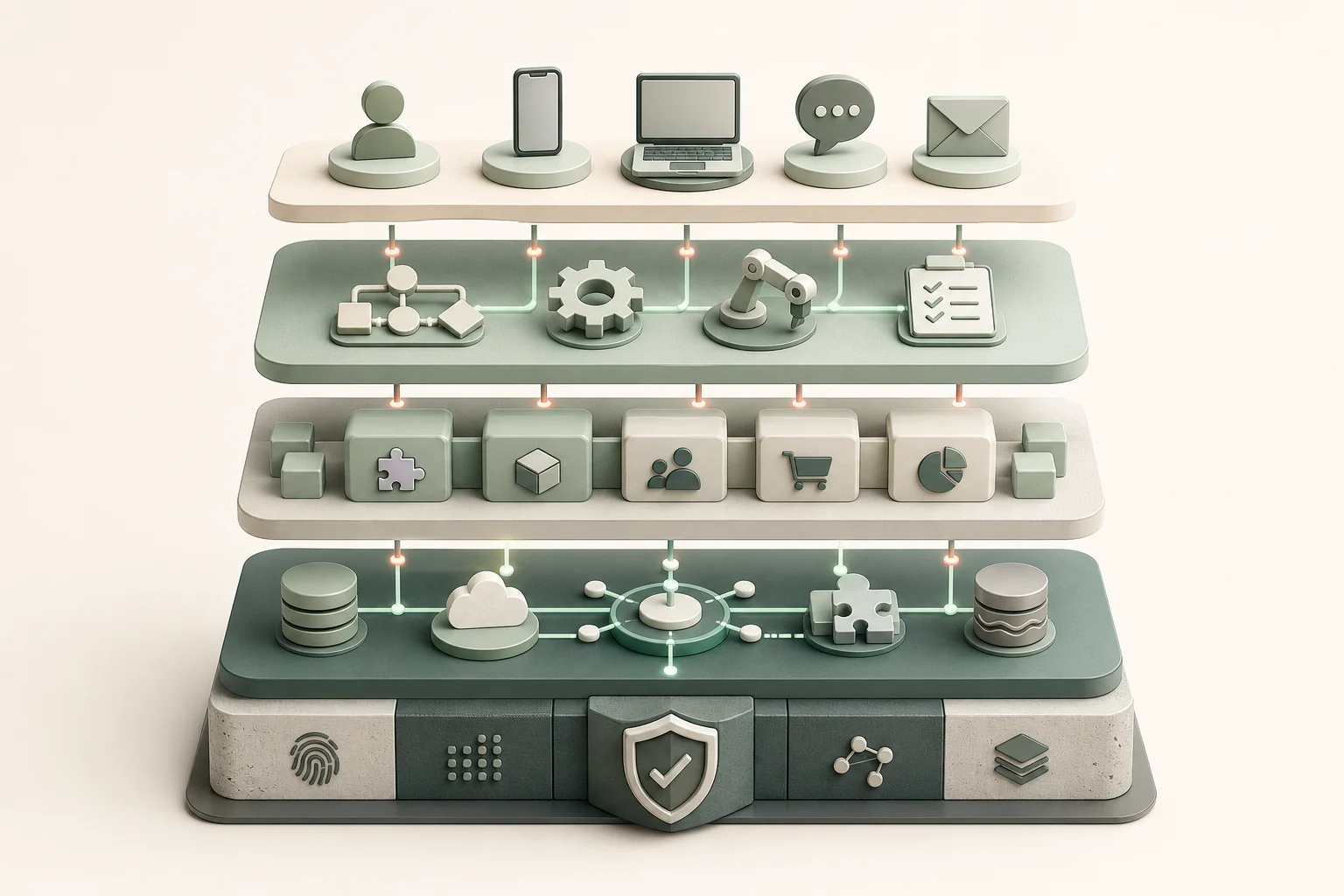 Layered Salesforce architecture showing dependencies across platform components.