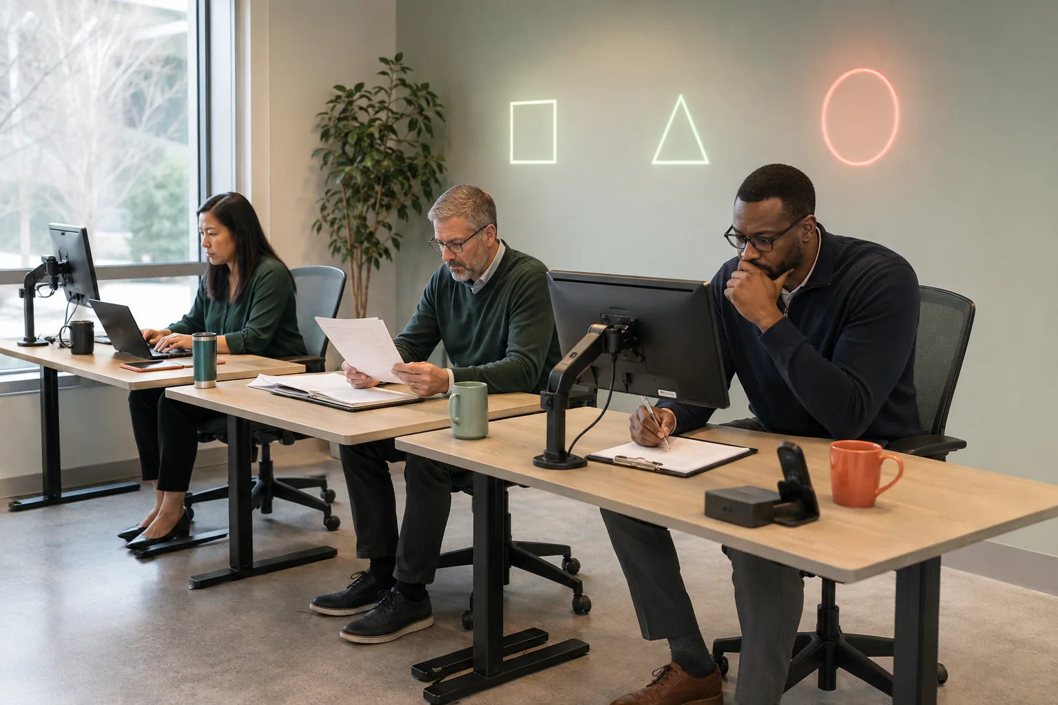 A group reviewing an AI use case, decision points and operating responsibilities together.
