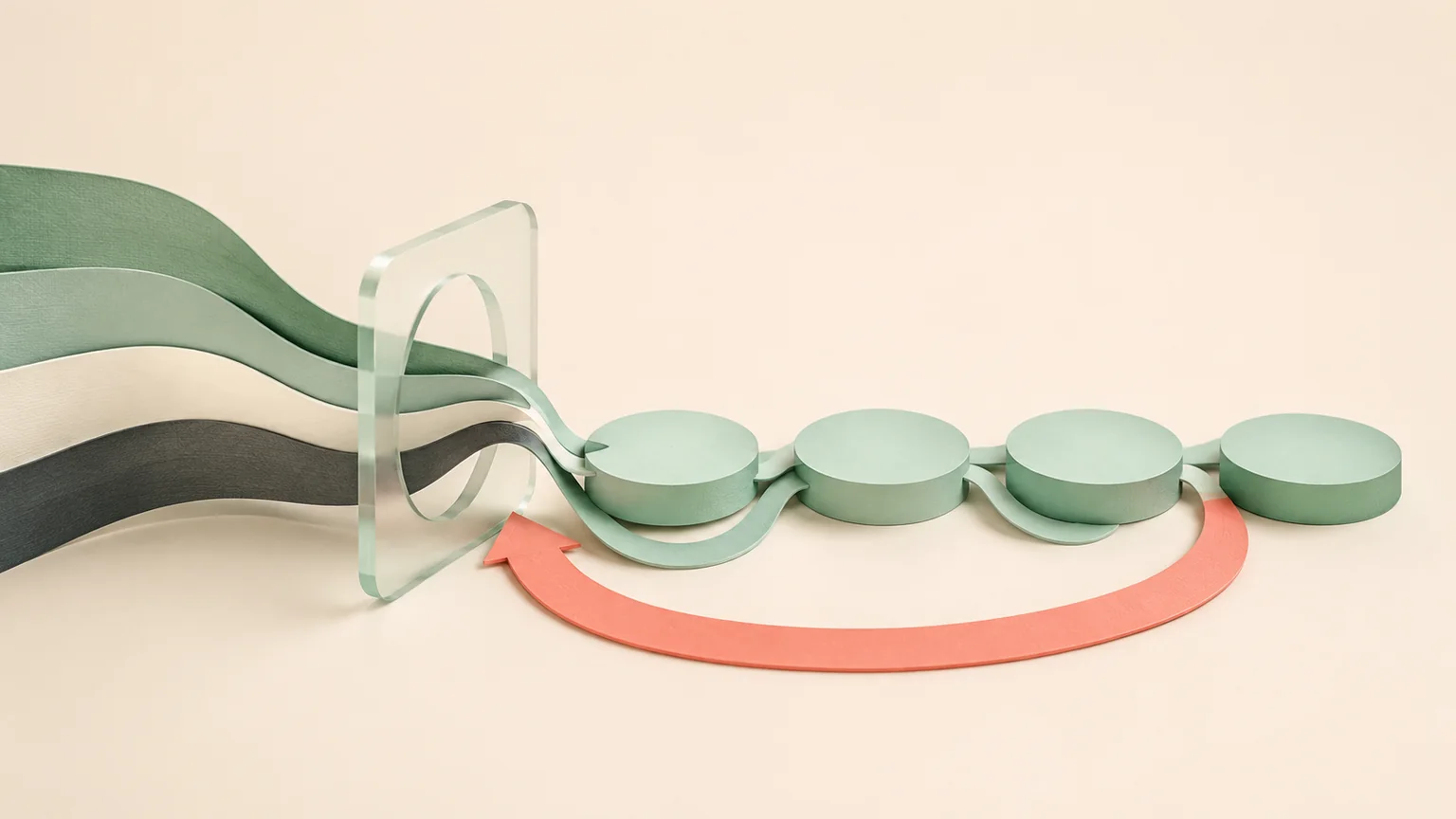 An abstract chain of connected elements representing responsibilities shared across systems.