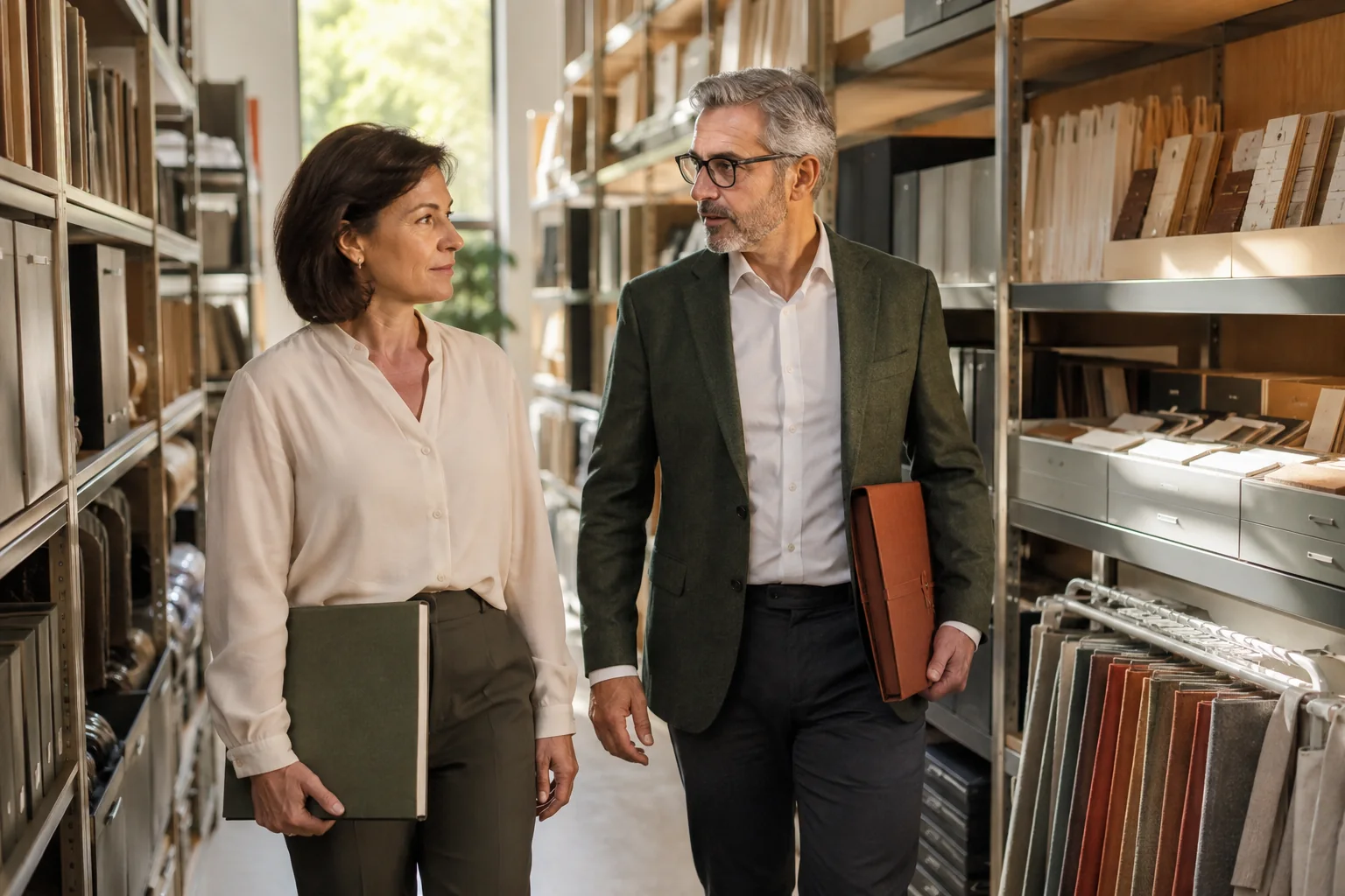 Two people discussing quote-to-cash decisions across sales, finance and IT.