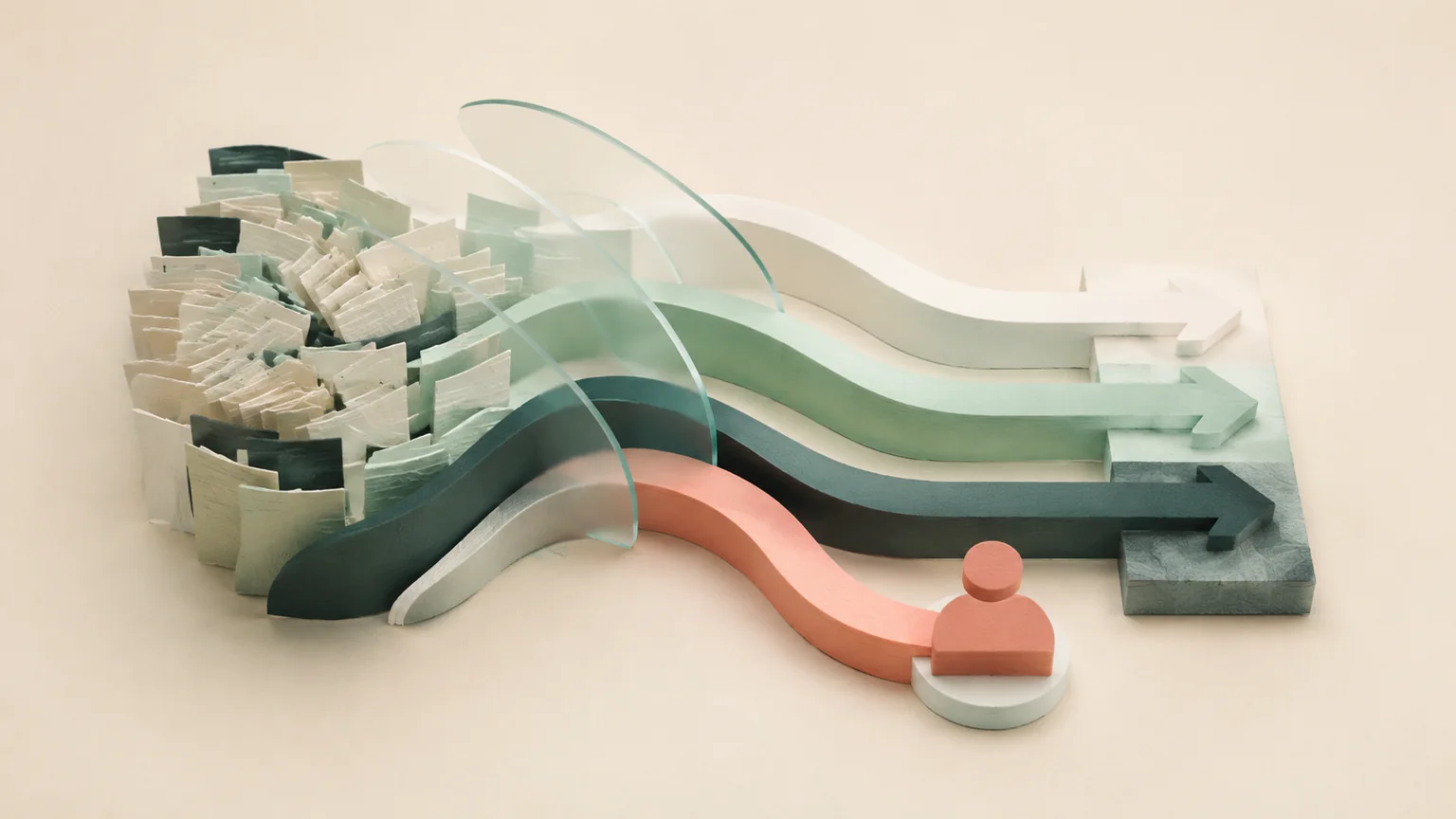 An abstract view of interconnected process steps.